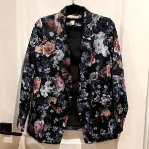 Floral Silky Double-Breasted Blazer
